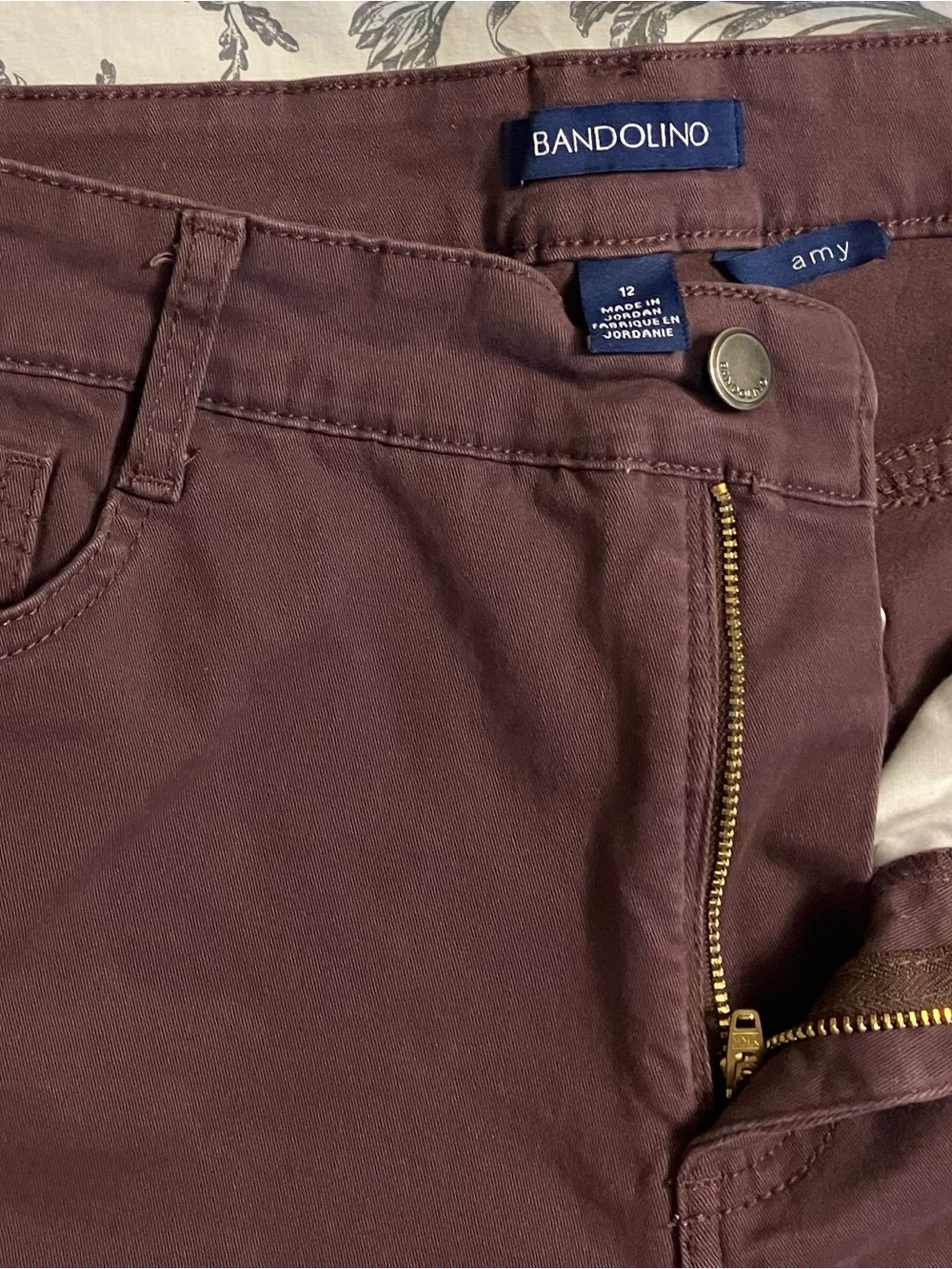 Bandolino Amy Straight Leg Boot Cut Pants Size 12 Burgundy/Wine Soft Cotton - Picture 6 of 8